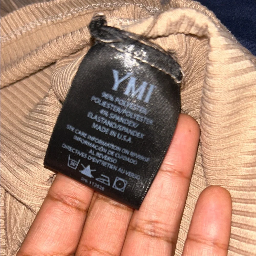 YMI Tan Ribbed Short Sleeve Top - Picture 3 of 4